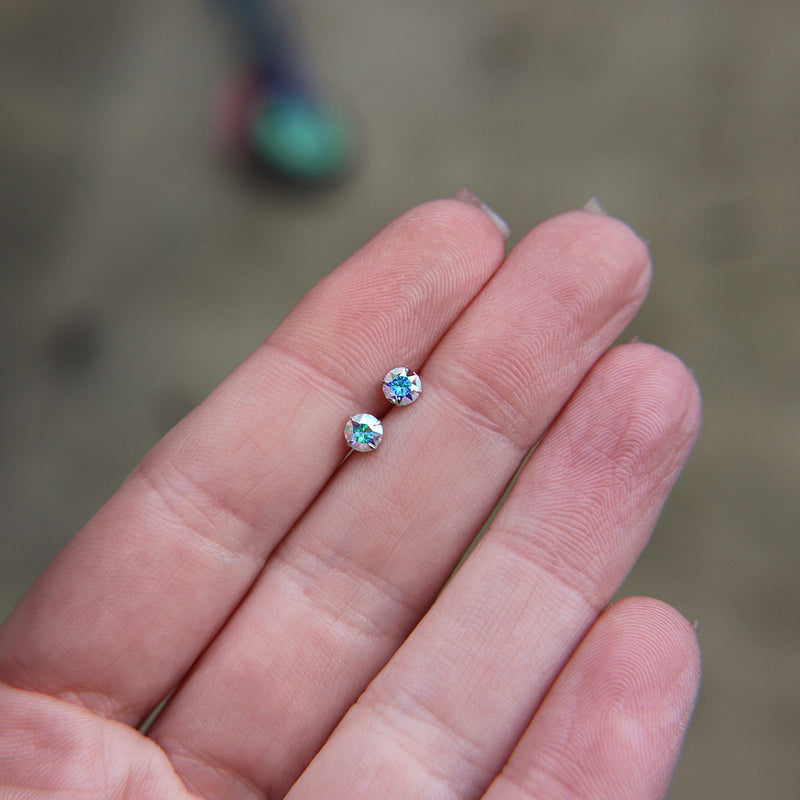 Iridescent stud earrings in 925 Sterling Silver image 3