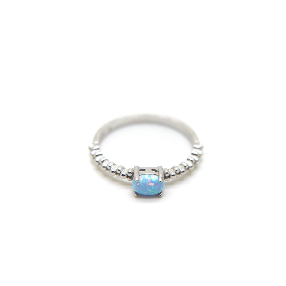 Light Blue Faux Fire Opal ring in 925 Sterling Silver image 4
