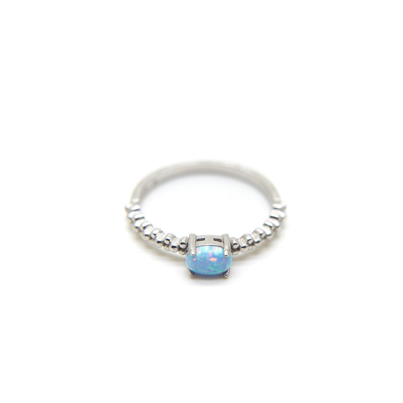 Light Blue Faux Fire Opal ring in 925 Sterling Silver image 4