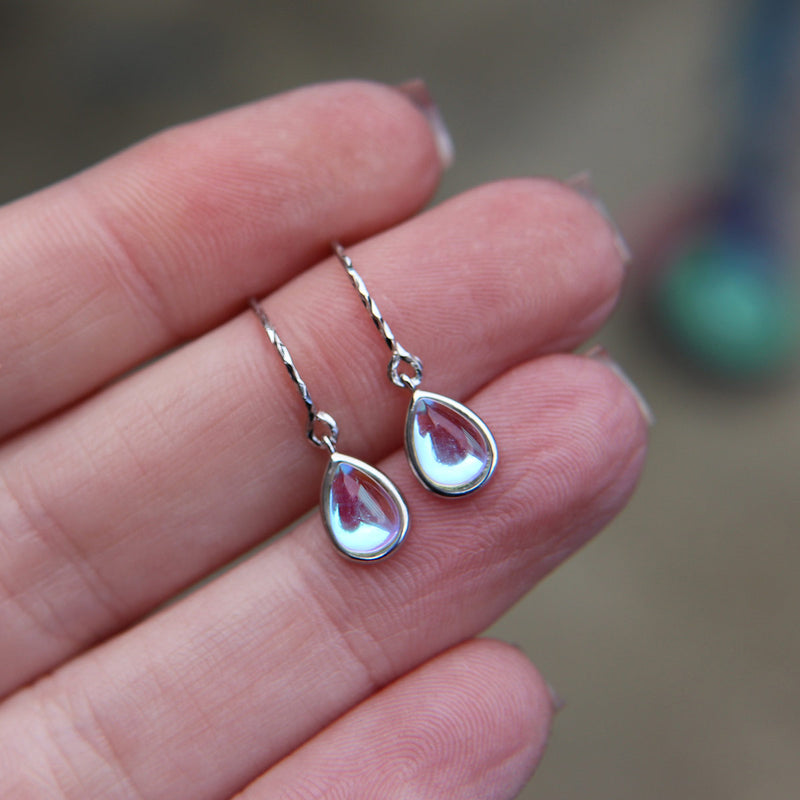 Faux Moonstone dangle earrings in 925 Sterling Silver image 1