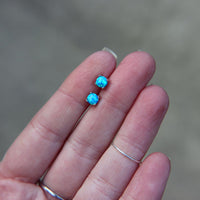 Blue Faux Fire Opal stud earrings in 925 Sterling Silver image 2