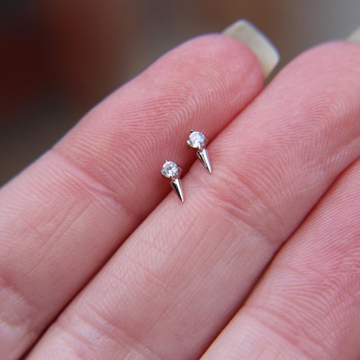 Diamond point stud earrings in 925 Sterling Silver image 1