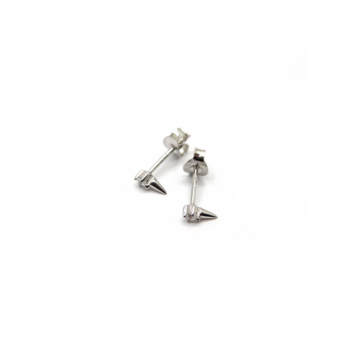 Diamond point stud earrings in 925 Sterling Silver image 3
