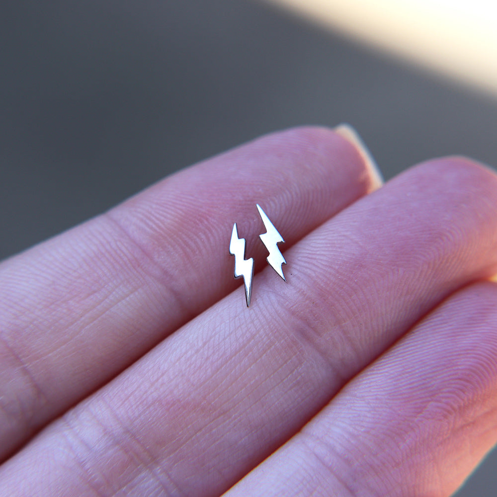 Lightning bolt stud earrings in 925 Sterling Silver image 0