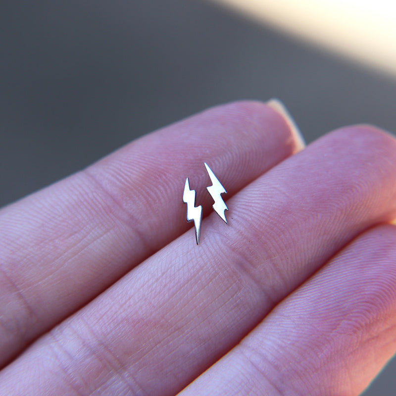 Lightning bolt stud earrings in 925 Sterling Silver image 0