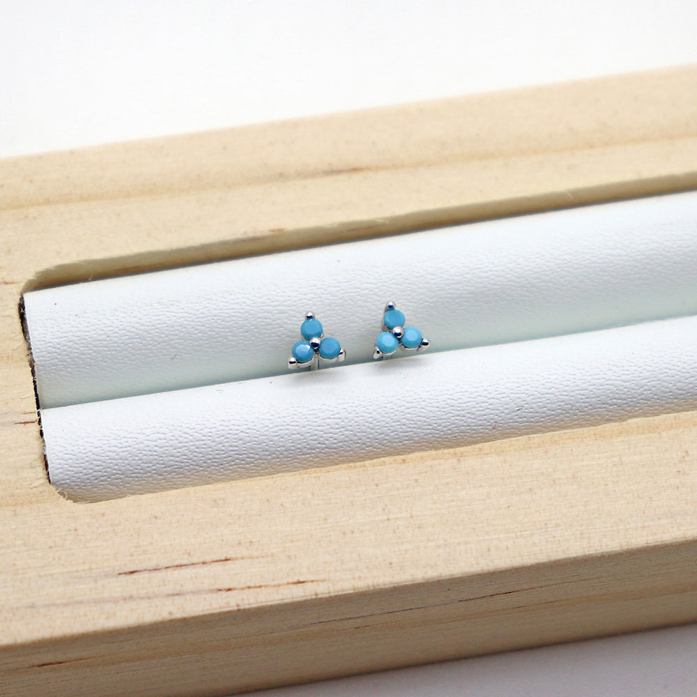 Tiny Turquoise stud earrings in 925 Sterling Silver image 3