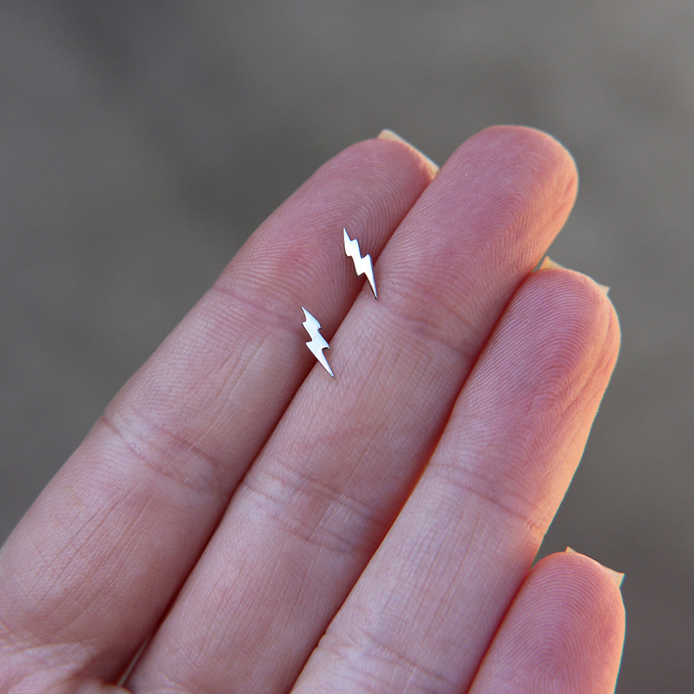 Lightning bolt stud earrings in 925 Sterling Silver image 1