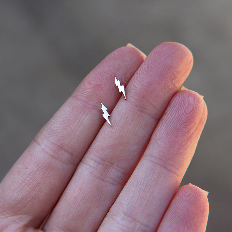 Lightning bolt stud earrings in 925 Sterling Silver image 1