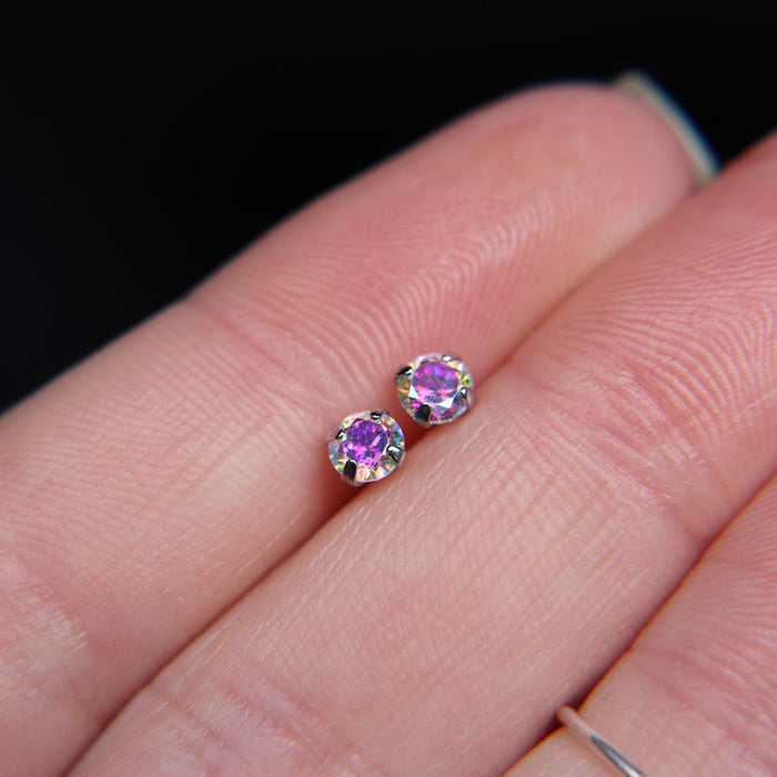 Iridescent stud earrings in 925 Sterling Silver image 0