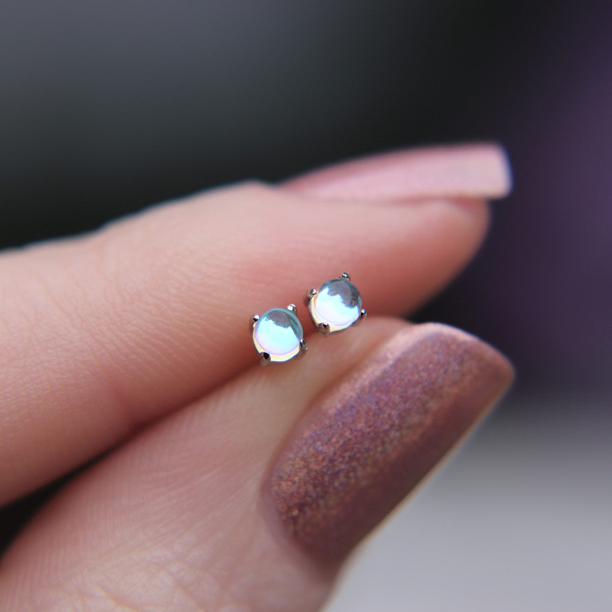Faux Moonstone stud earrings in 925 Sterling Silver image 0