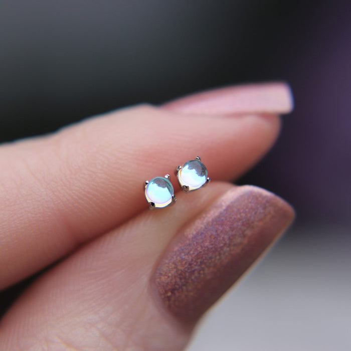 Faux Moonstone stud earrings in 925 Sterling Silver image 0