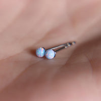 Light Blue Faux Fire Opal stud earrings in 925 Sterling Silver image 2