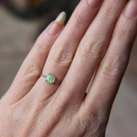 Green Fire Opal chain ring in 925 Sterling Silver image 1