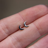 Minimalist crescent moon stud earrings in 925 Sterling Silver image 3