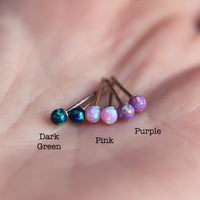 Purple Faux Fire Opal stud earrings in 925 Sterling Silver image 2