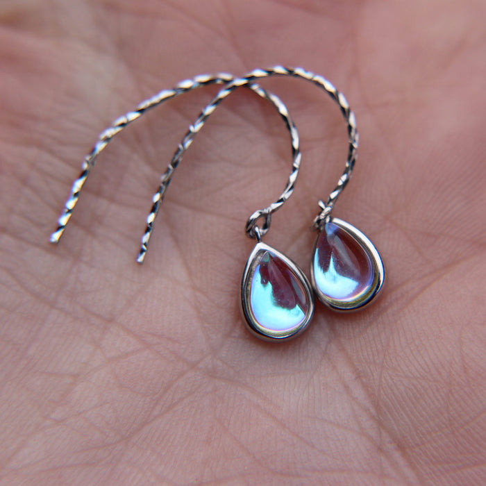 Faux Moonstone dangle earrings in 925 Sterling Silver image 0