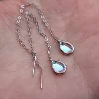 Faux Moonstone threader earrings in 925 Sterling Silver image 0