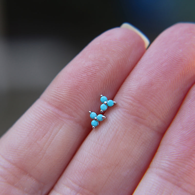 Tiny Turquoise stud earrings in 925 Sterling Silver image 0