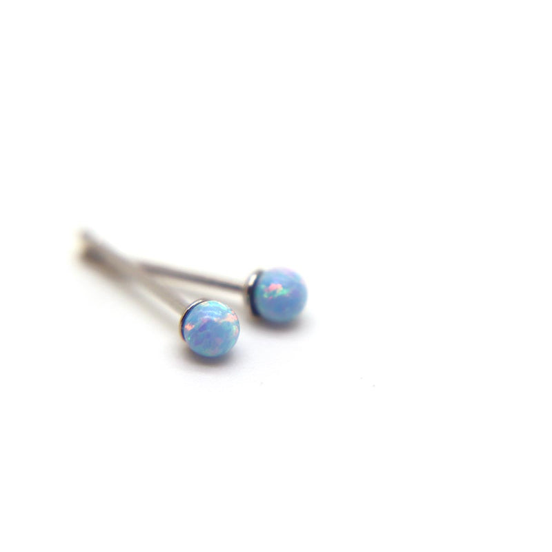 Light Blue Faux Fire Opal stud earrings in 925 Sterling Silver image 1