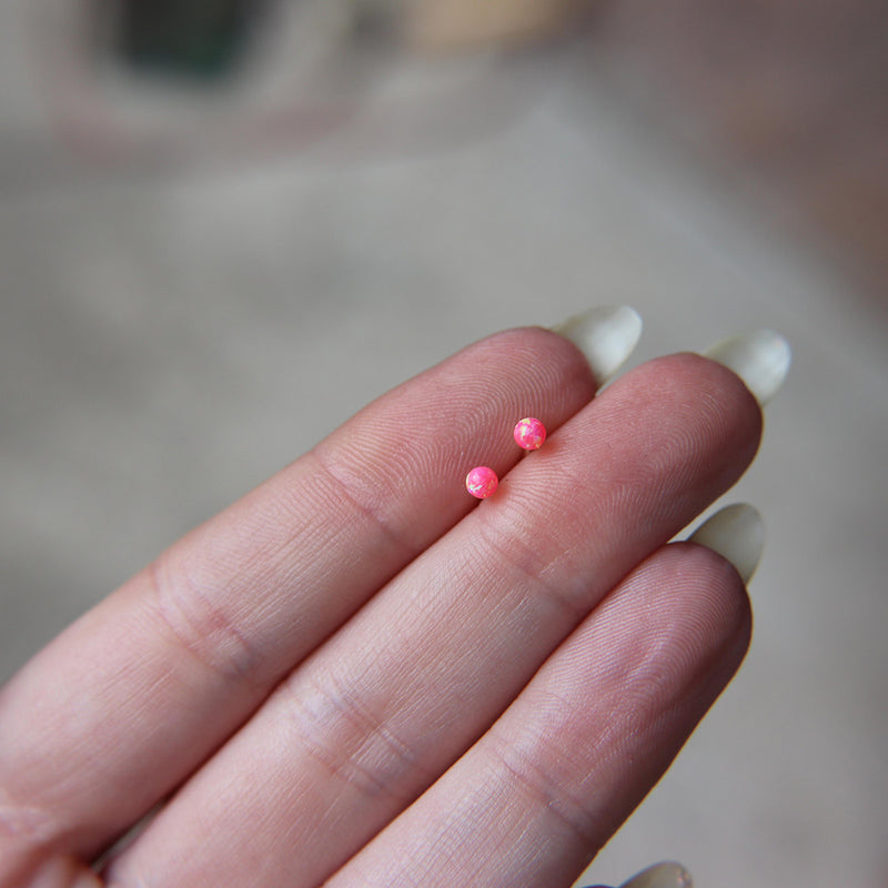 Bright Pink Faux Fire Opal stud earrings in Sterling Silver image 3