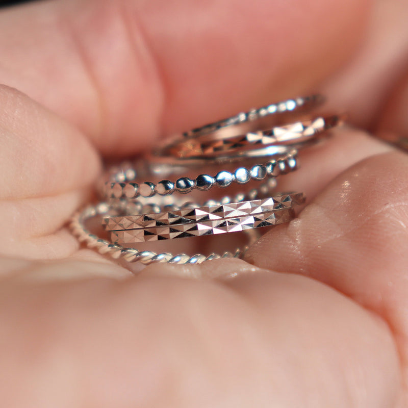 Delicate faceted ring in 925 Sterling Silver or Rose Gold plated image 1