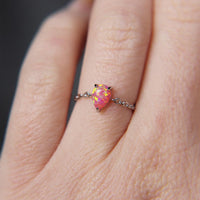 Pink Fire Opal adjustable chain ring in 925 Sterling Silver image 0