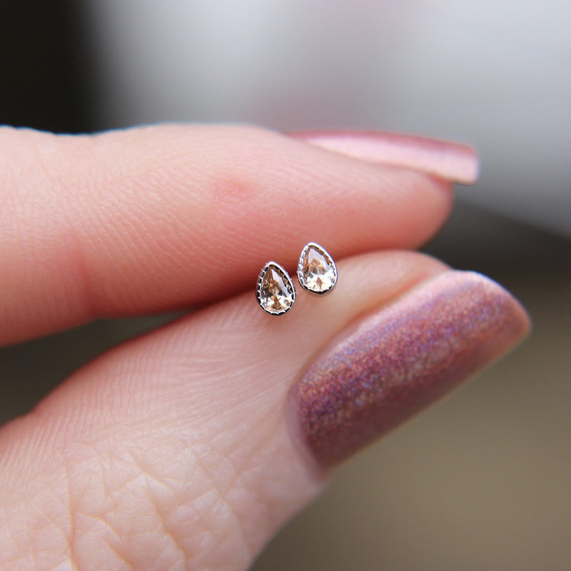 Teardrop stud earrings in 925 Sterling Silver image 0