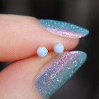 Light Blue Faux Fire Opal stud earrings in 925 Sterling Silver image 0