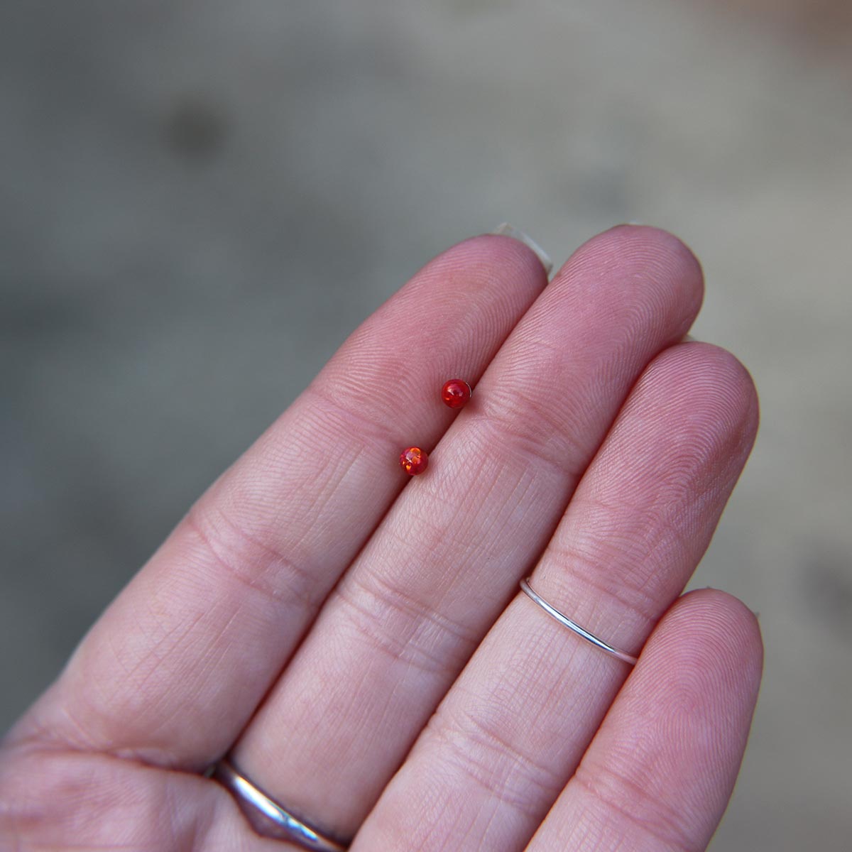 Red Faux Fire Opal stud earrings in 925 Sterling Silver image 2