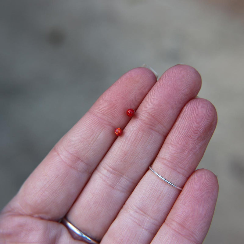 Red Faux Fire Opal stud earrings in 925 Sterling Silver image 2