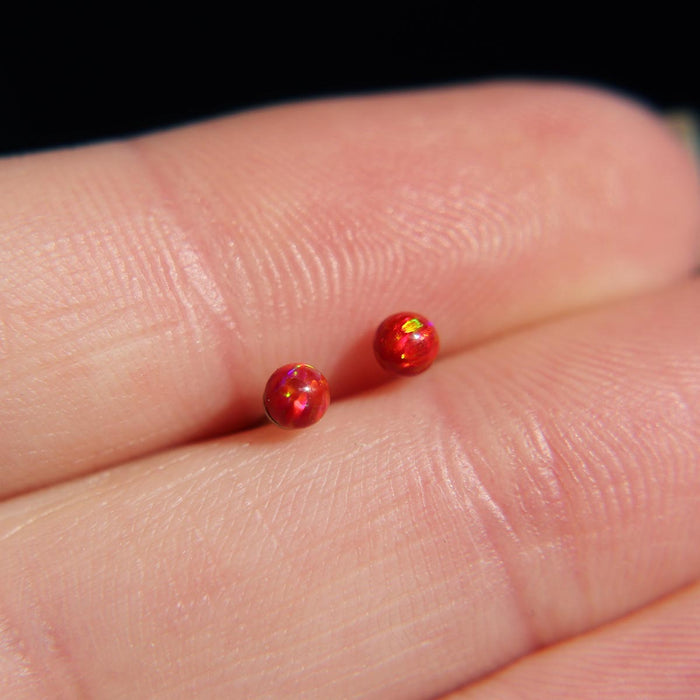 Red Faux Fire Opal stud earrings in 925 Sterling Silver image 0