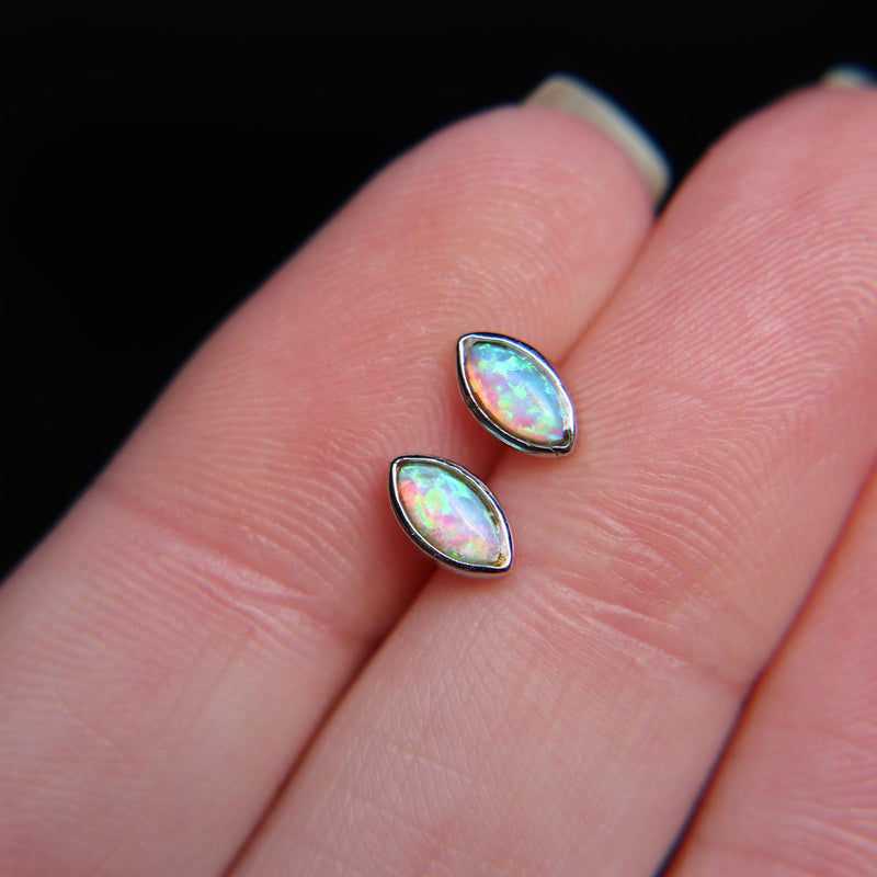 Faux Fire Opal marquise stud earrings in 925 Sterling Silver image 0