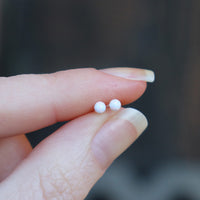 White Faux Fire Opal stud earrings in 925 Sterling Silver image 2