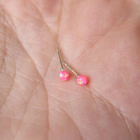 Bright Pink Faux Fire Opal stud earrings in Sterling Silver