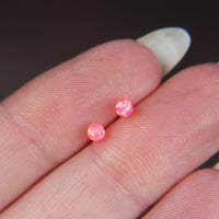 Bright Pink Faux Fire Opal stud earrings in Sterling Silver