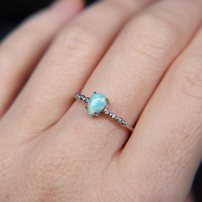 Turquoise Fire Opal ring in 925 Sterling Silver