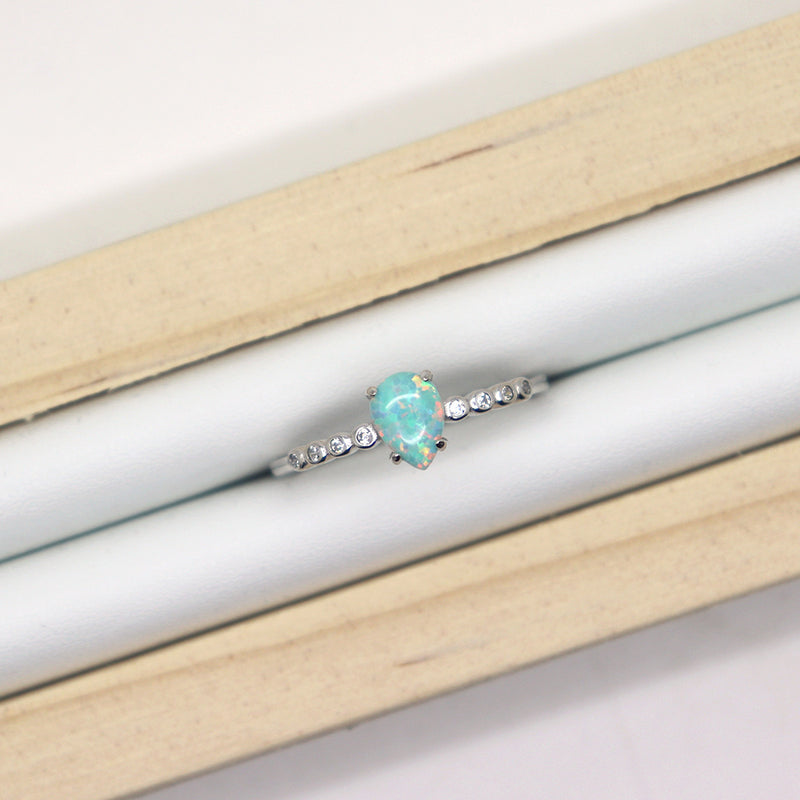 Turquoise Fire Opal ring in 925 Sterling Silver