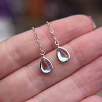 Faux Moonstone threader earrings in 925 Sterling Silver image 2