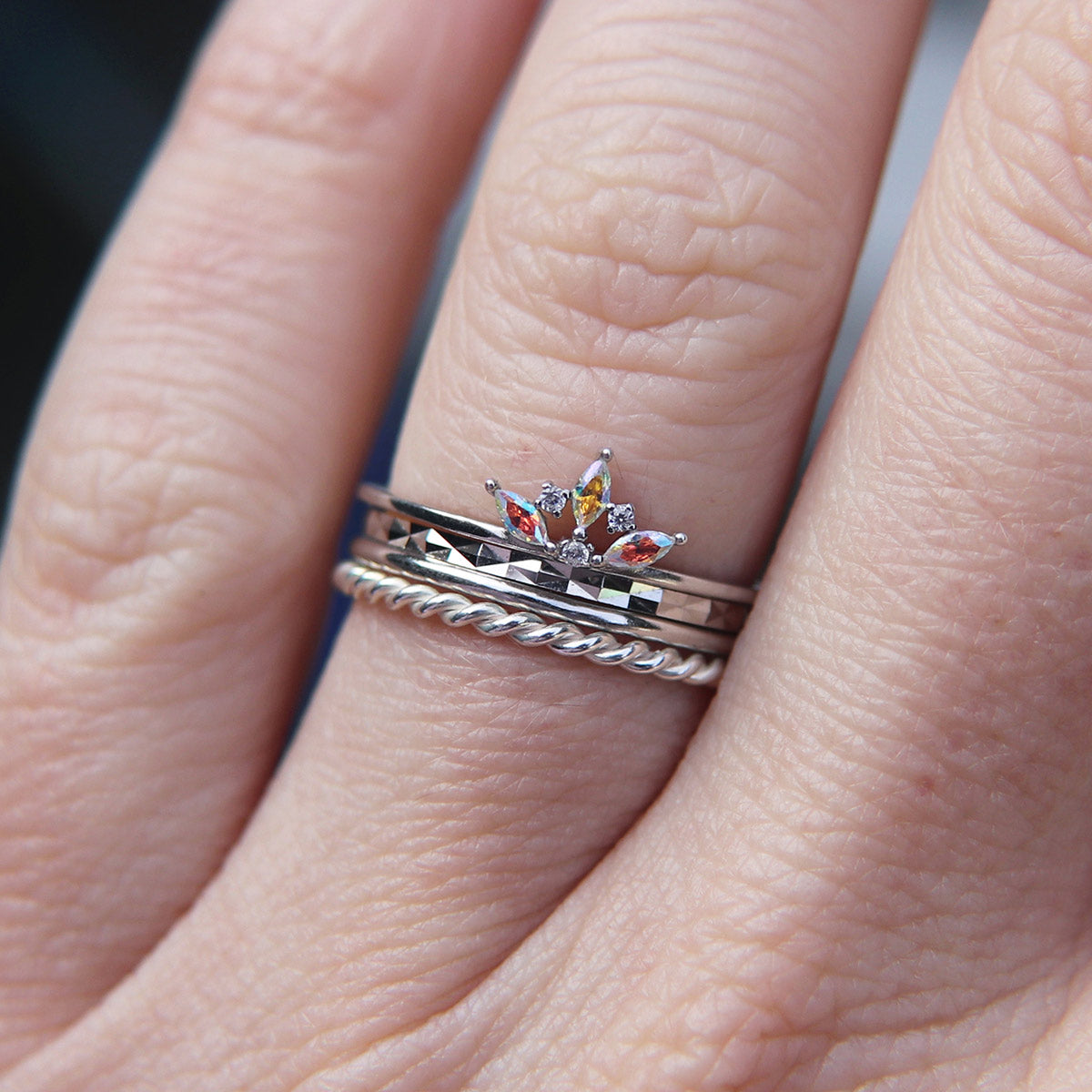 Delicate crown ring in 925 Sterling Silver image 2