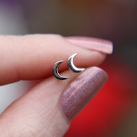 Minimalist crescent moon stud earrings in 925 Sterling Silver image 0