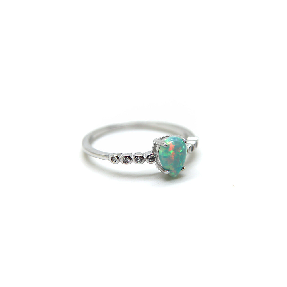 Turquoise Fire Opal ring in 925 Sterling Silver image 2