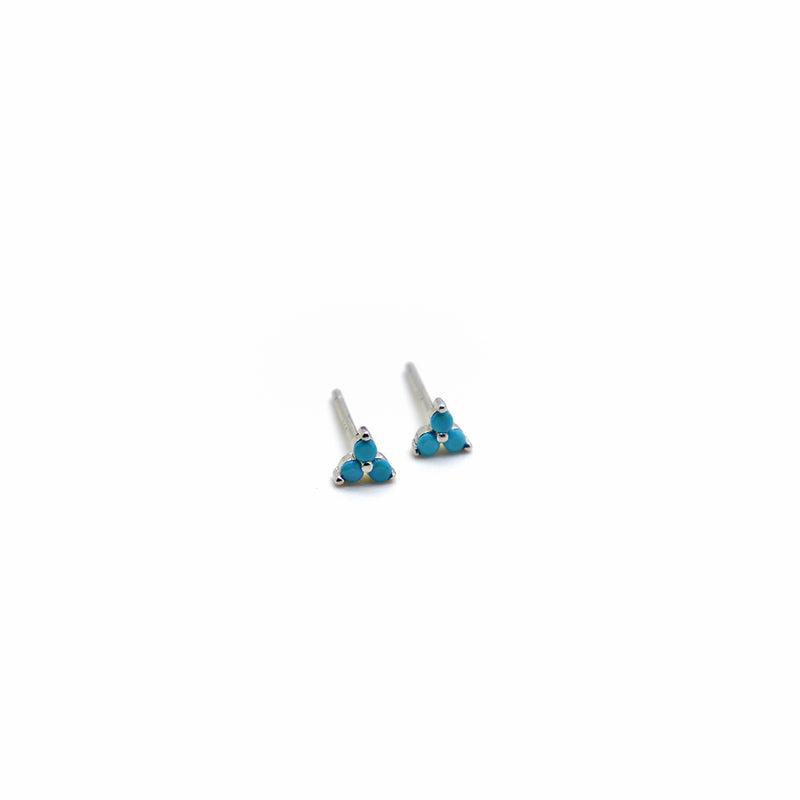 Tiny Turquoise stud earrings in 925 Sterling Silver image 1