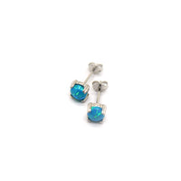 Blue Faux Fire Opal stud earrings in 925 Sterling Silver image 3