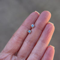 Blue opal starburst stud earrings in 925 Sterling Silver image 1