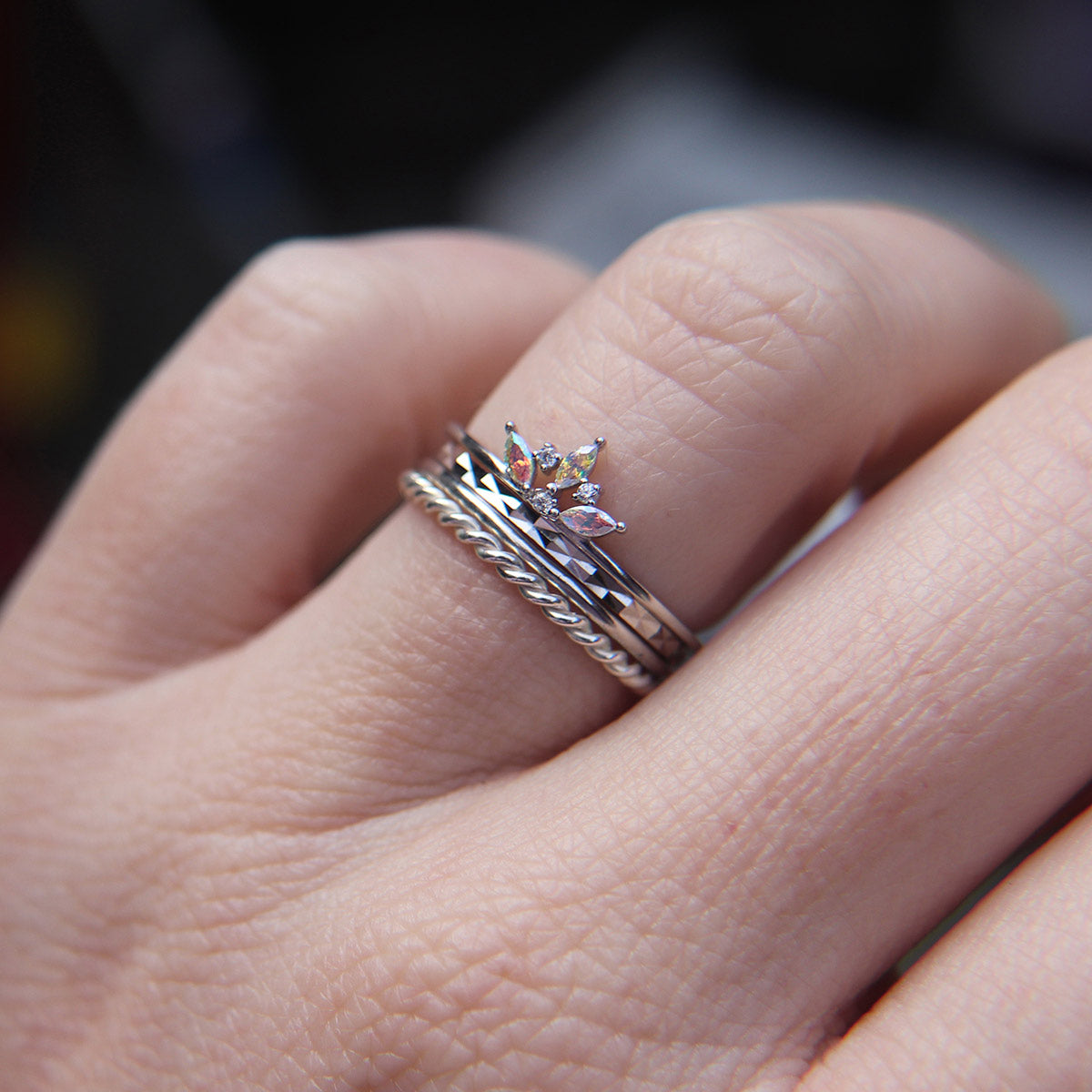 Delicate faceted ring in 925 Sterling Silver or Rose Gold plated image 2