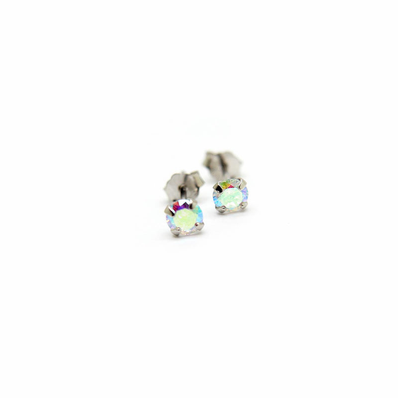 Iridescent stud earrings in 925 Sterling Silver image 2