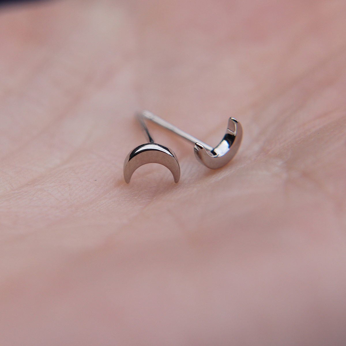 Minimalist crescent moon stud earrings in 925 Sterling Silver image 1