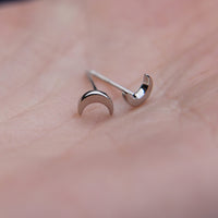 Minimalist crescent moon stud earrings in 925 Sterling Silver image 1
