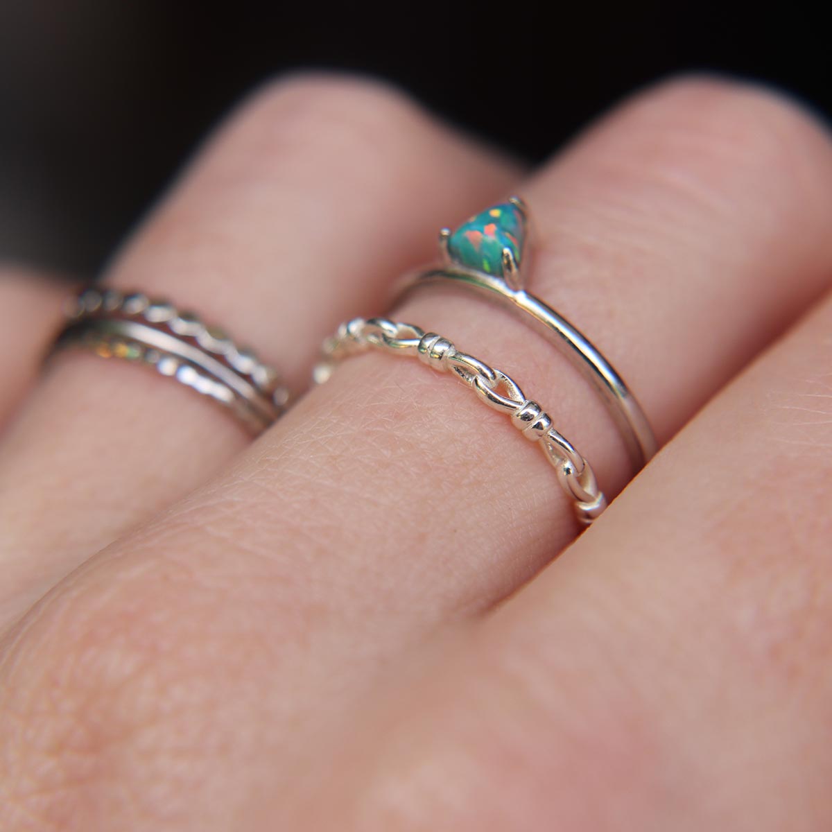 Adjustable chain link ring in 925 Sterling Silver image 1