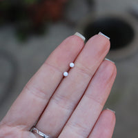 White Faux Fire Opal stud earrings in 925 Sterling Silver image 1